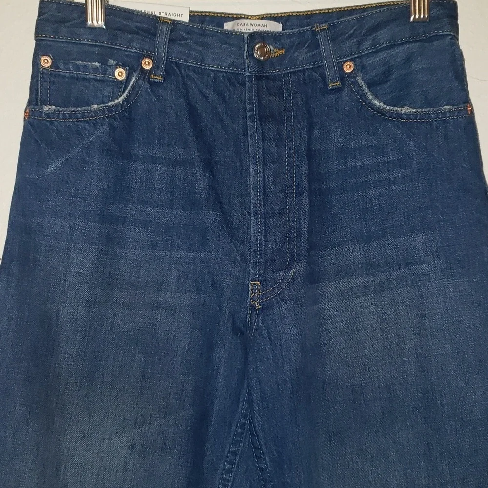 ZARA WOMAN THE REAL STRAIGHT HIGH RISE JEAN - Picture 5 of 12